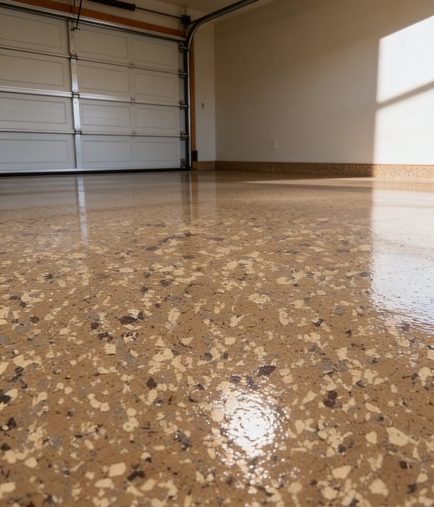 flake epoxy floor coating in garage